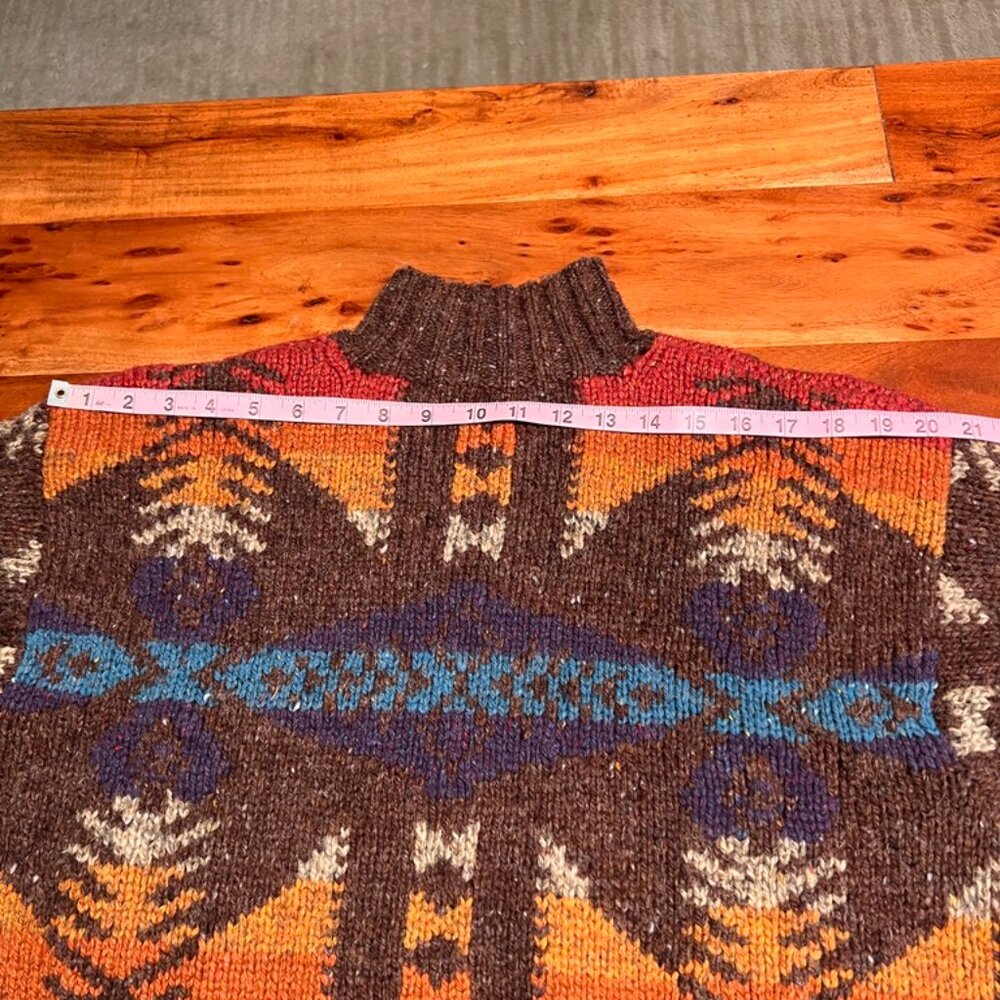 Hand Knit LAUREN Ralph Lauren Wool Blend Southwest Indian Aztec Sweater LRG - Picture 13 of 15